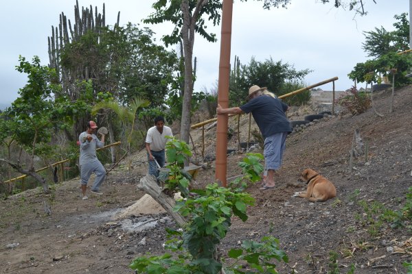 Setting electric pole